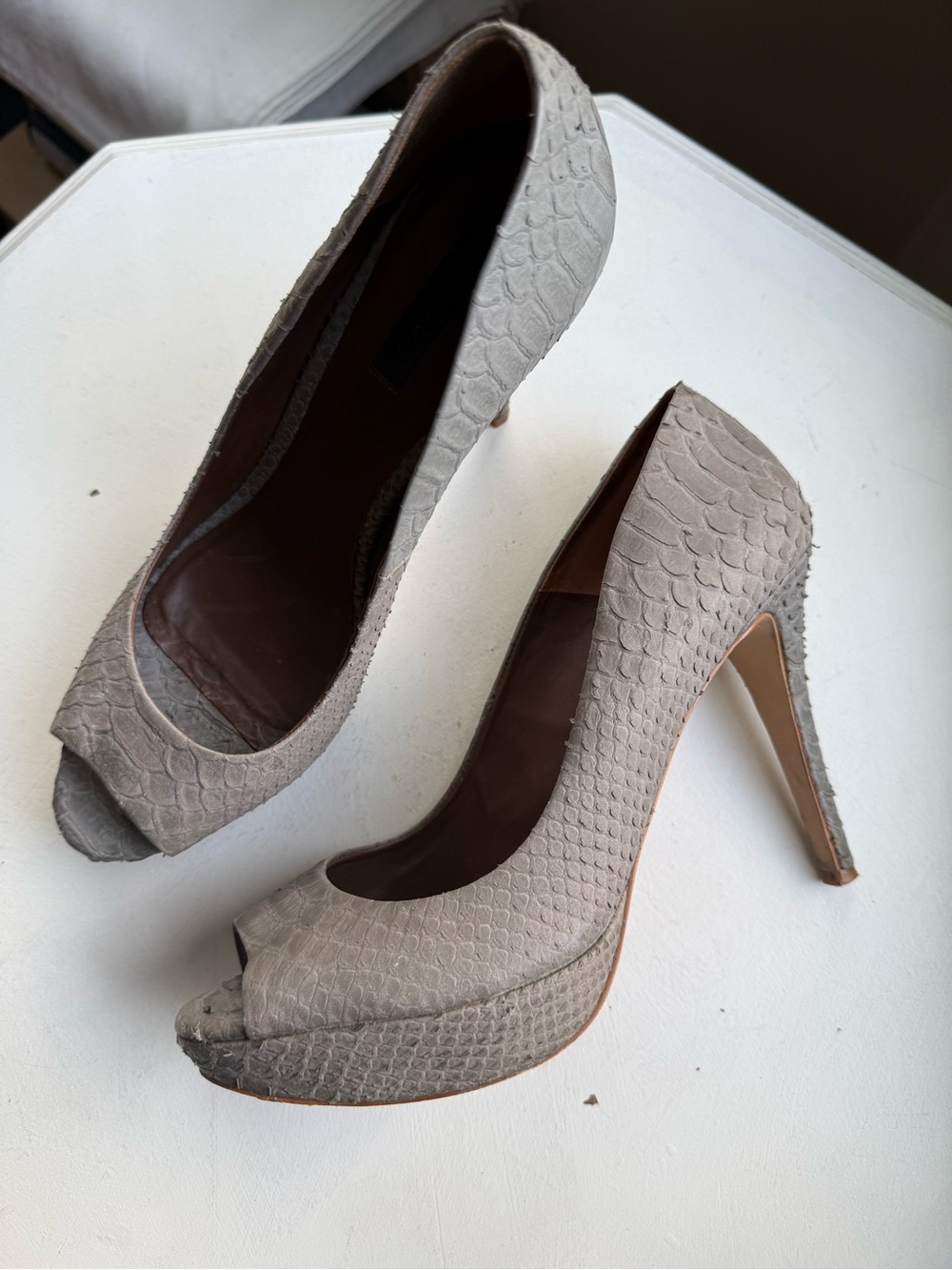 Zara Grey Snakeskin Stilettos sz 10